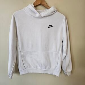 Nike Kids Sportswear Club Pullover Hoodie Sweatshirt XL White Logo Swoosh